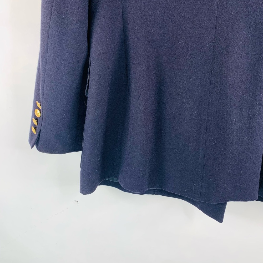 Vintage Lauren Ralph Lauren Navy Wool Crested Blazer Pocket Patch Size 8 - Picture 2 of 10